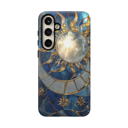 Sun Moon Tough Phone Case, Celestial Stained Glass iPhone 16 15 14 13 Pro Max 12 11 8 Plus X XR XS Galaxy S24 S23 S22 S21 Google Pixel Cover