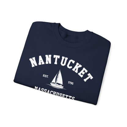 Nantucket Sweatshirt, Vintage Massachusetts MA Sailing Boating Sailboat Beach Town Graphic Crewneck Sweater Jumper Pullover Men Women