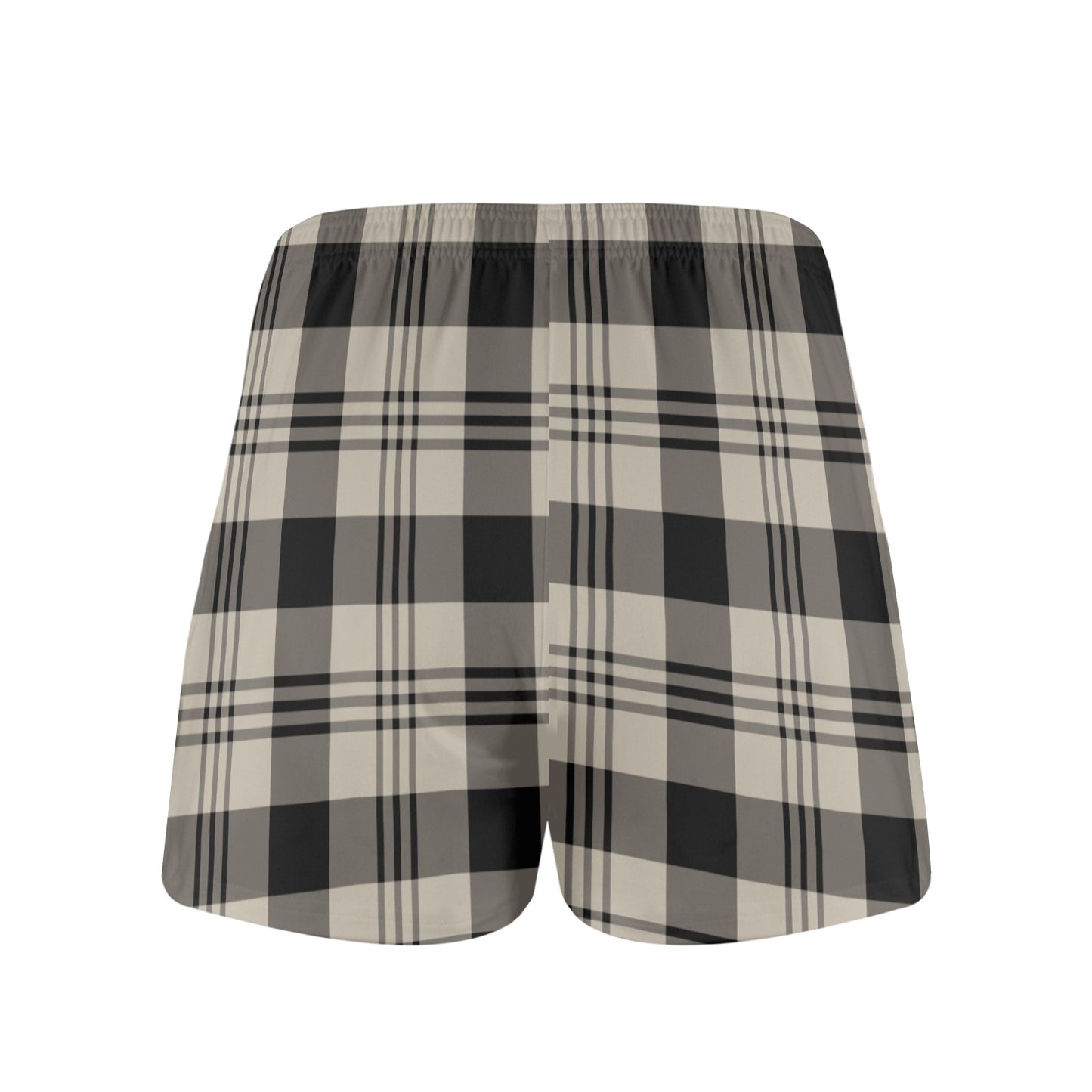 Grey Black Plaid Men Pajama Shorts, Short Sleep Lounge PJ Bottoms Sleepwear Boxer Shorts Male Guys Pyjamas Soft