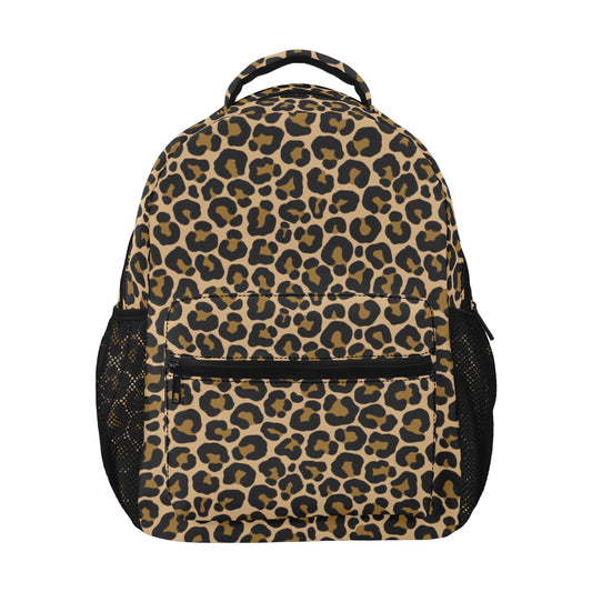 Leopard Backpack, Animal Print Cheetah Brown Men Women Kids Gift School College Cool Waterproof Side Pockets Laptop Designer Aesthetic Bag