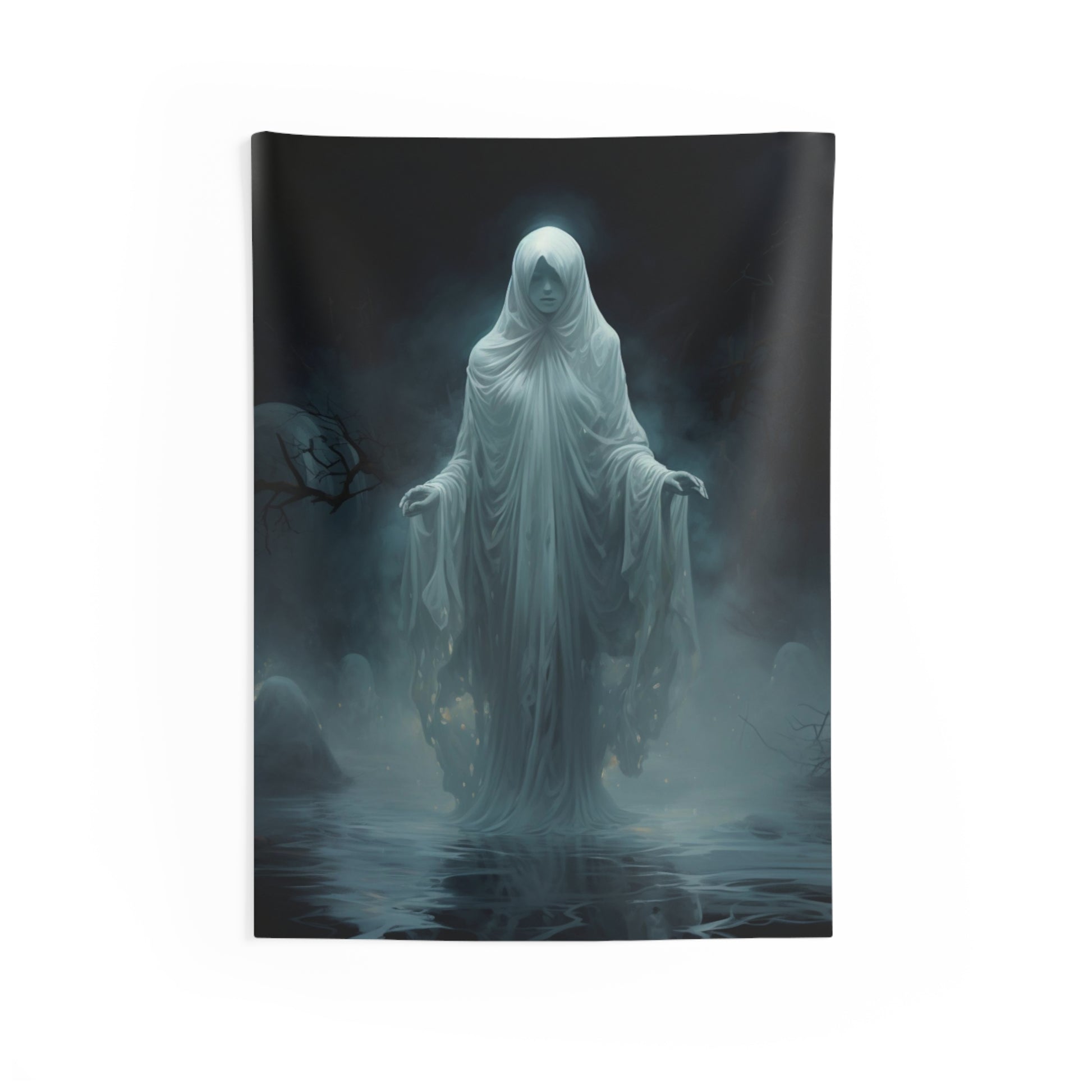 Ghost Tapestry, Horror Halloween Scary Spooky Gothic Wall Art Hanging Cool Unique Vertical Aesthetic Large Small Bedroom College Dorm Starcove Fashion