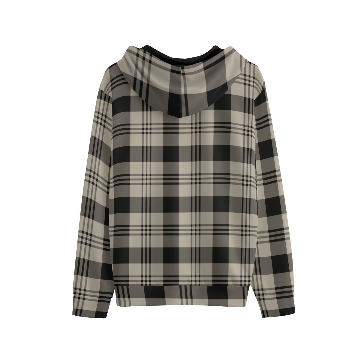 Plaid Grey Cotton Hoodie, Tartan Check Pullover Men Women Adult Aesthetic Graphic Cotton Hooded Sweatshirt with Pockets Designer Plus Size