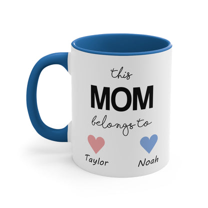 Mother's Day Mug, Personalized Custom this Mom Belongs to Mama Mummy Gift From Kids Names Grandma Birthday Present Coffee Cup