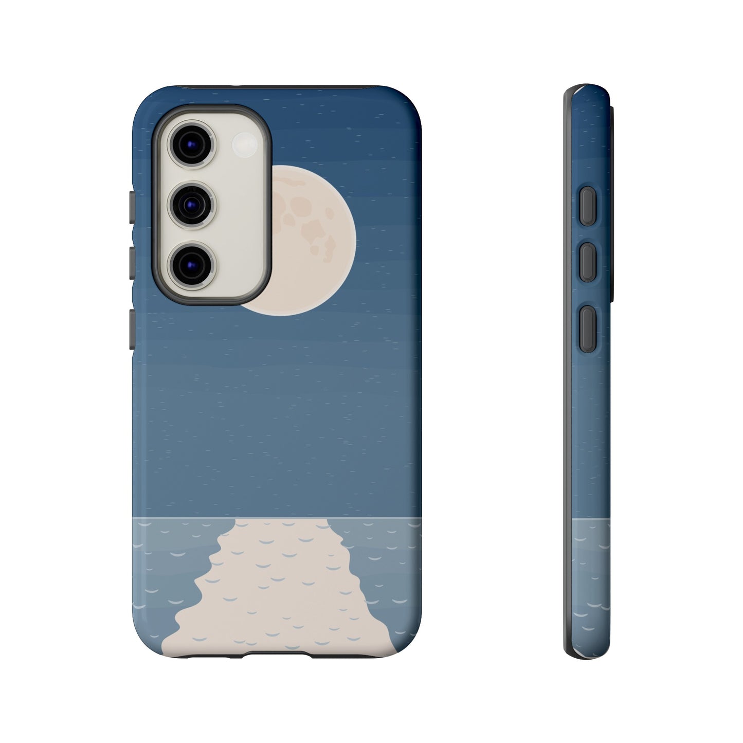 Full Moon Tough Phone Case, Blue iPhone 15 14 13 Pro Max 12 11 8 Plus X XR XS Samsung Galaxy S22 Google Pixel Cover