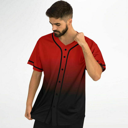 Black Red Ombre Baseball Jersey Shirt, Gradient Tie Dye Men Women Unisex Vintage Season Coach Player Moisture Wicking Designer Tshirt