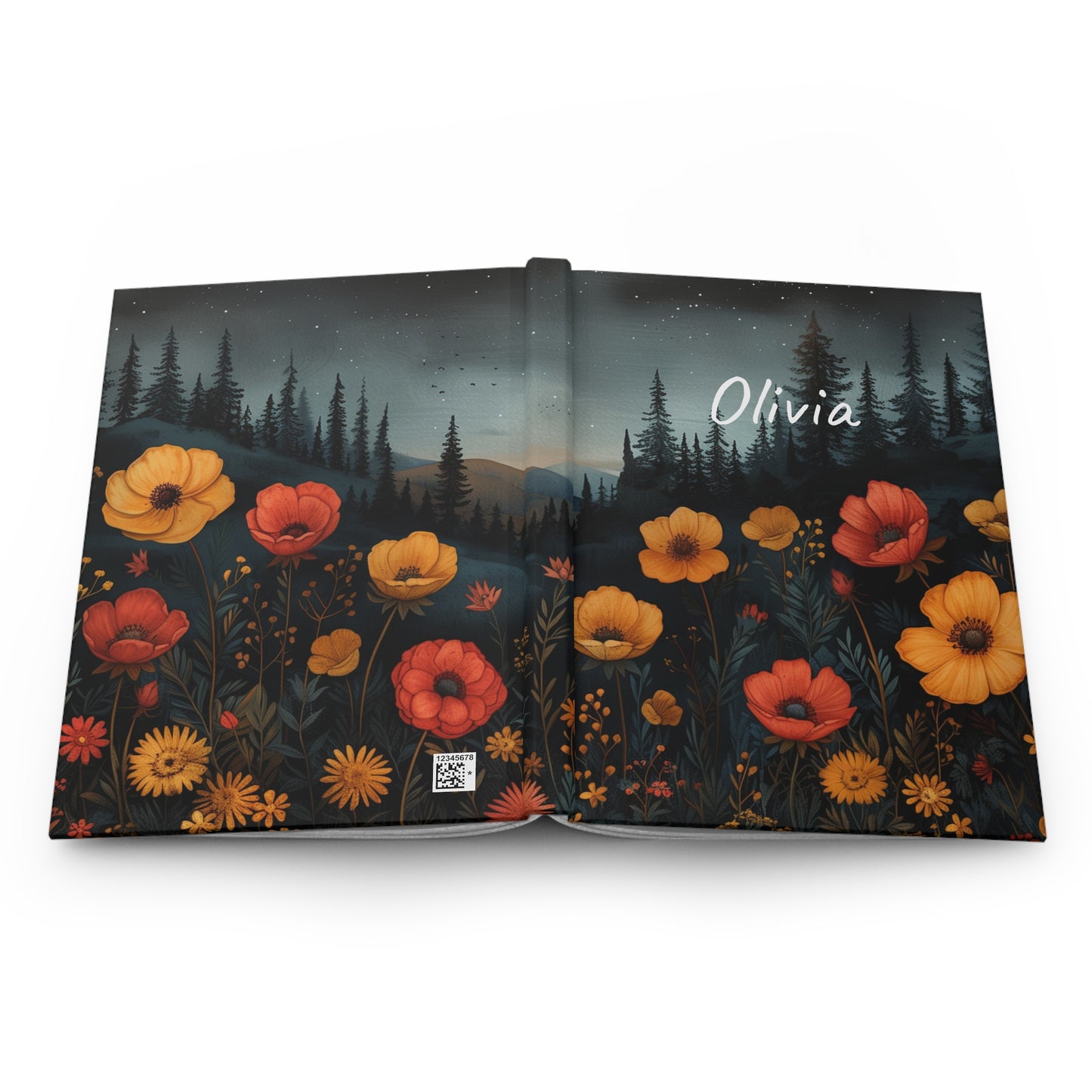 Wildflowers Hardcover Notebook, Custom Name Personalized Floral Lined Blank Hardback hardbound Small Journal Notepad Ruled Line Pad Gift