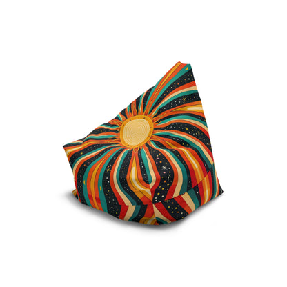 Retro Sunburst Bean Bag Chair Cover, Stars Groovy 70s Sun Rays Boho Washable Furniture Small Large Adult Kids Sofa Apartment Dorm Unfilled