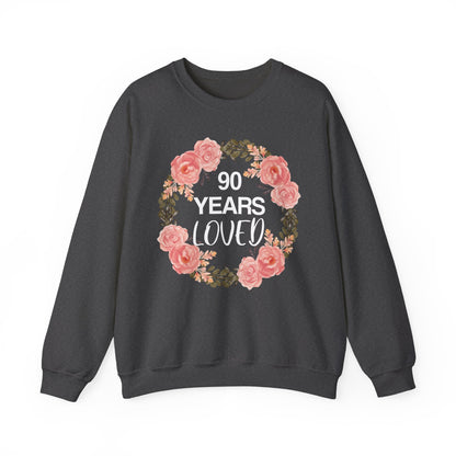 90th Birthday Sweatshirt, 90 Years Loved Women Mother Grandma Grandmother Old Mom Birthday Gifts Crewneck Sweater Jumper