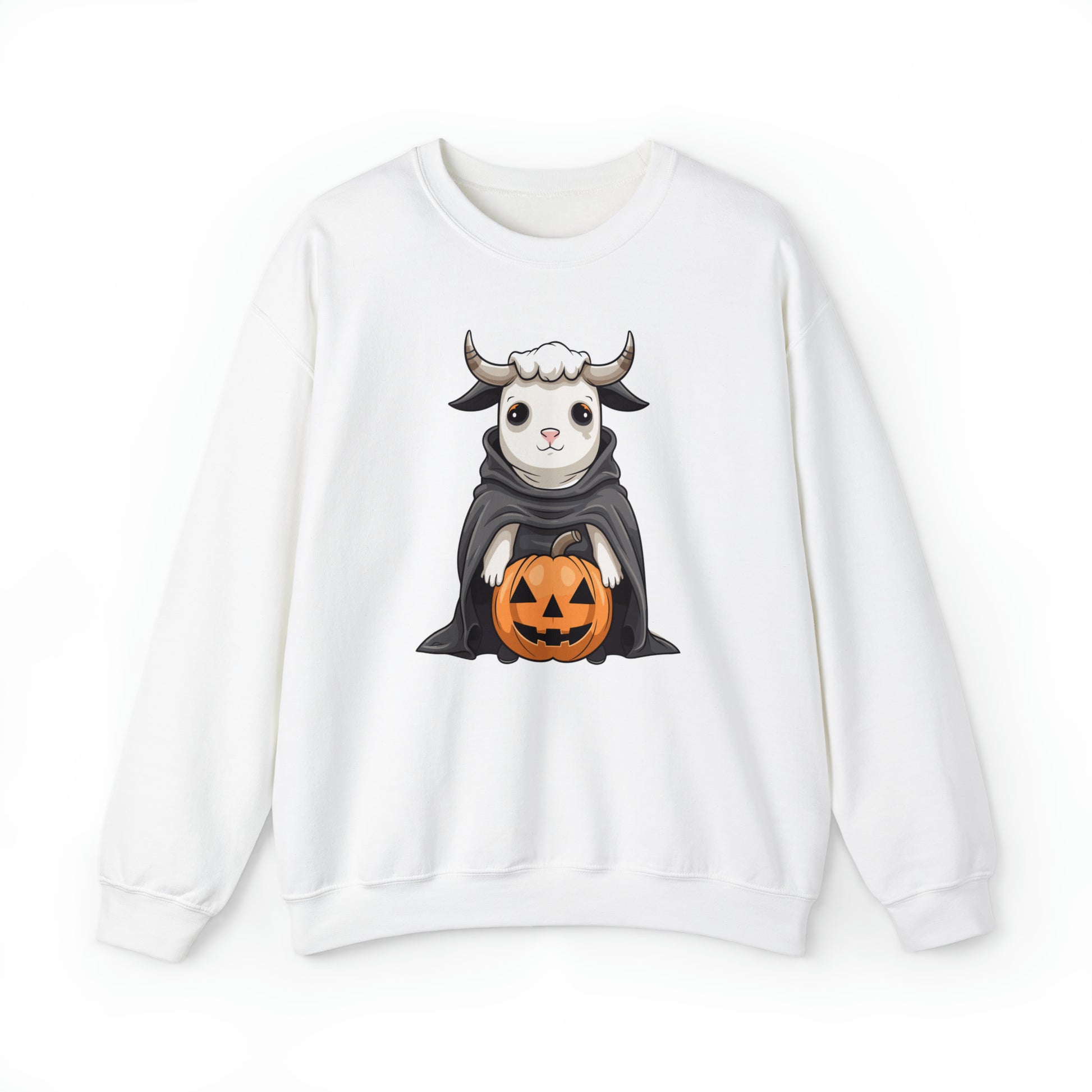 Ghost Cow Sweatshirt, Pumpkin Halloween Graphic Crewneck Fleece Cotton Sweater Jumper Pullover Men Women Adult Aesthetic Designer Top Starcove Fashion