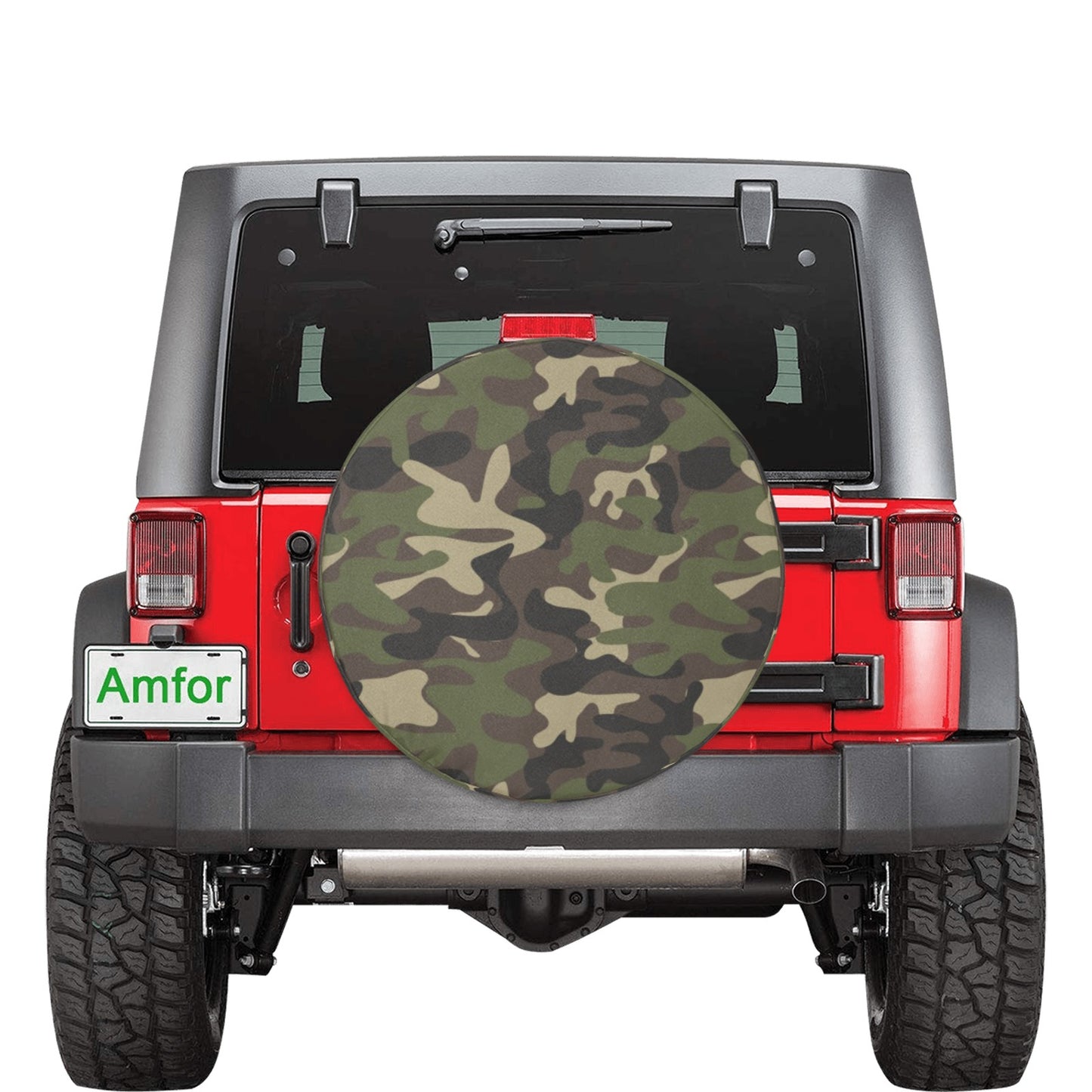 Camo Spare Tire Cover, Camouflage Backup Camera Hole Unique Green Back Wheel Extra Cars RV Men Women Girls Trailer Camper Motorhome Auto