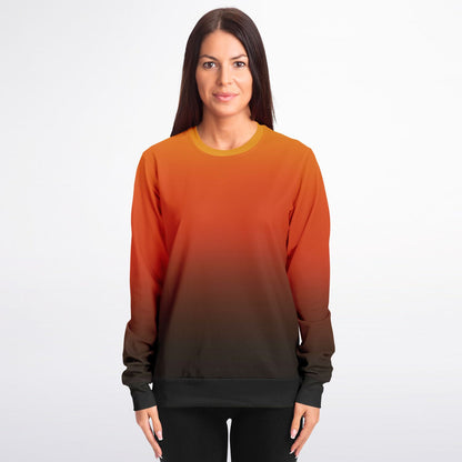 Black Orange Ombre Sweatshirt, Gradient Tie Dye Crewneck Fleece Cotton Sweater Jumper Pullover Men Women Adult Aesthetic Designer Top