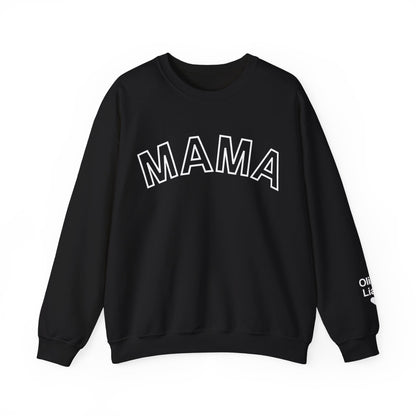 Personalized Mama Sweatshirt Kids Names on Sleeve, Custom Mothers Day Gift Women Birthday New Mom Momma  Sweater Crewneck Cotton Pullover