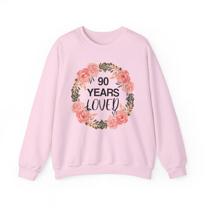 90th Birthday Sweatshirt, 90 Years Loved Women Mother Grandma Grandmother Old Mom Birthday Gifts Crewneck Sweater Jumper