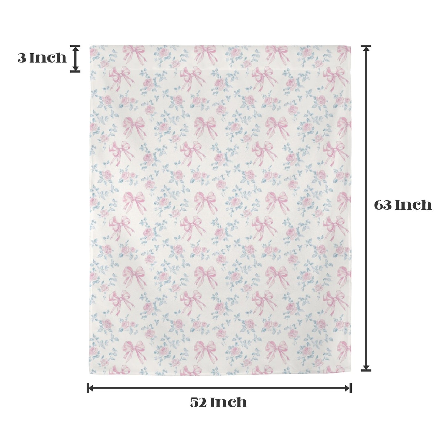 Pink Bows White Floral Modern Window Curtain, Flowers Coquette Kitchen Living Room Bedroom Bathroom Fabric Unique Rod Pocket Decor Home