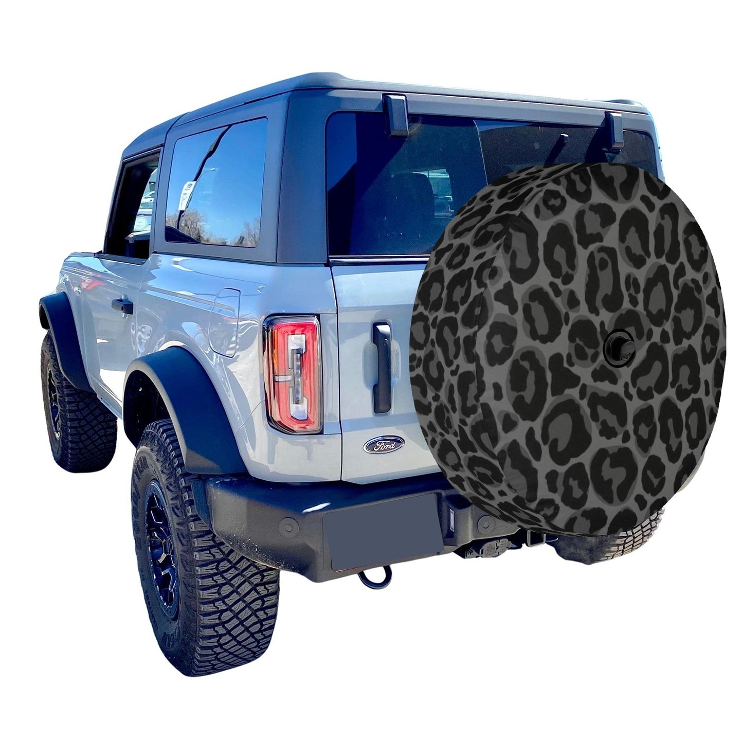 Black Leopard Spare Tire Cover, Animal Cheetah Print Backup Camera Hole Unique Back Extra Wheel Cars RV Men Women Girls Trailer Campers