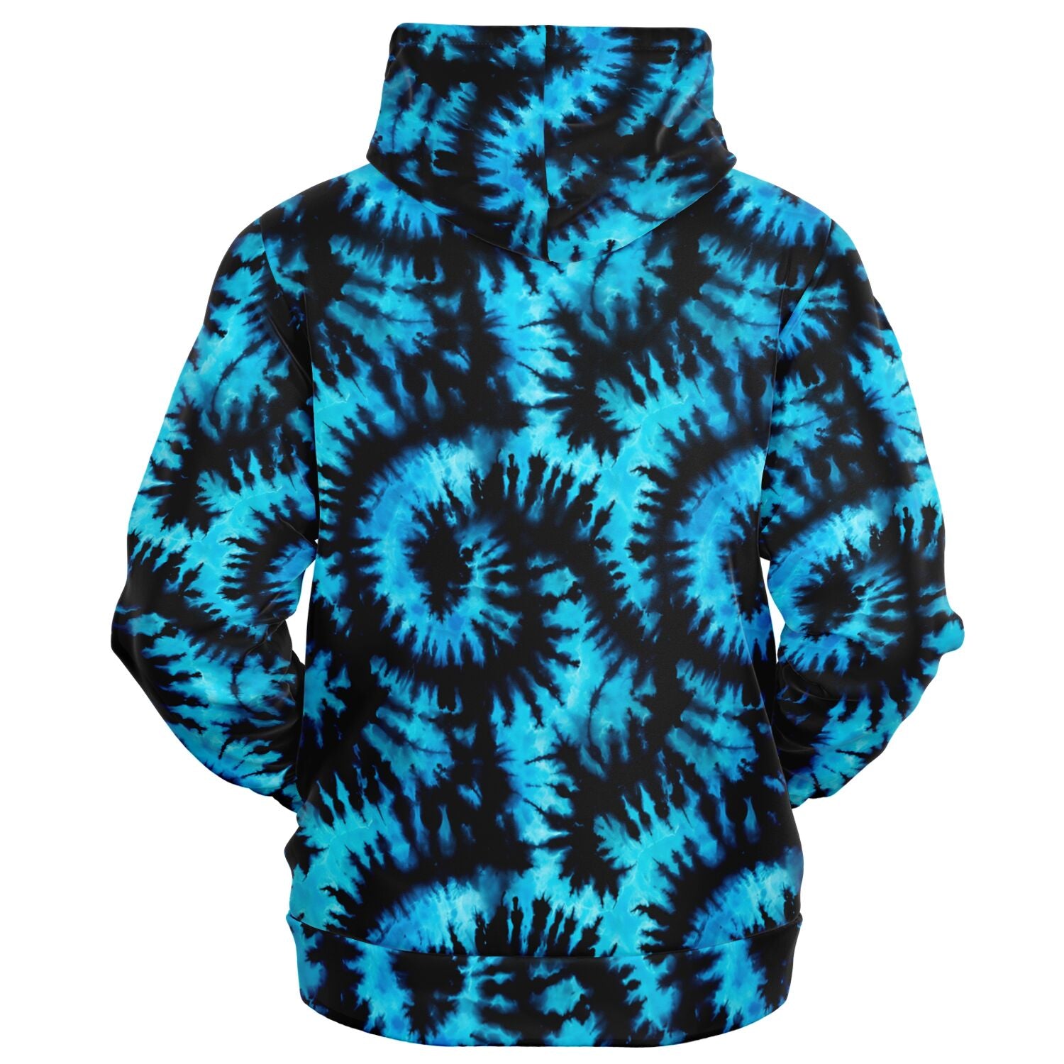 Black Blue Tie Dye Zip Up Hoodie, Front Zipper Pocket Men Women Unisex Adult Aesthetic Graphic Cotton Fleece Hooded Sweatshirt Starcove Fashion