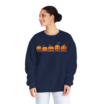 Jack-O-Lantern Pumpkins Sweatshirt, Halloween Fall Graphic Crewneck Fleece Cotton Sweater Jumper Pullover Men Women Adult Aesthetic Top Starcove Fashion