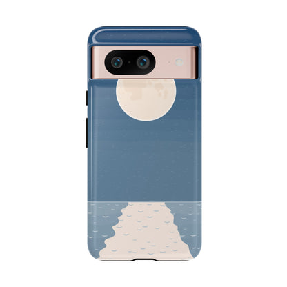 Full Moon Tough Phone Case, Blue iPhone 15 14 13 Pro Max 12 11 8 Plus X XR XS Samsung Galaxy S22 Google Pixel Cover