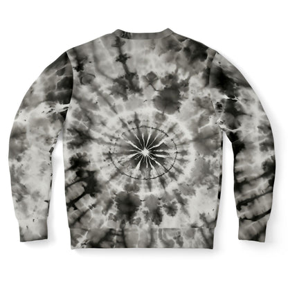 Black Grey Tie Dye Sweatshirt, Gray Graphic Crewneck Fleece Cotton Sweater Jumper Pullover Men Women Adult Aesthetic Designer Streetwear Top