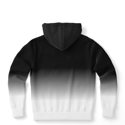 Black White Ombre Hoodie, Tie Dye Gradient Pullover Men Women Adult Aesthetic Graphic Cotton Hooded Sweatshirt Pockets Designer Plus Size