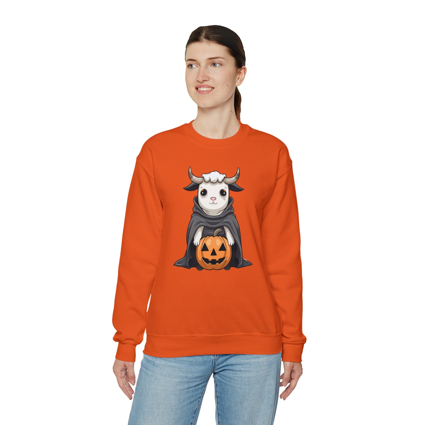 Ghost Cow Sweatshirt, Pumpkin Halloween Graphic Crewneck Fleece Cotton Sweater Jumper Pullover Men Women Adult Aesthetic Designer Top Starcove Fashion