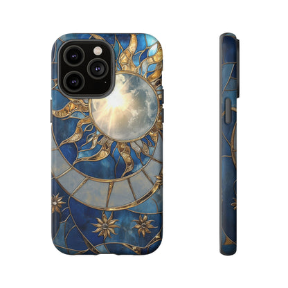 Sun Moon Tough Phone Case, Celestial Stained Glass iPhone 16 15 14 13 Pro Max 12 11 8 Plus X XR XS Galaxy S24 S23 S22 S21 Google Pixel Cover