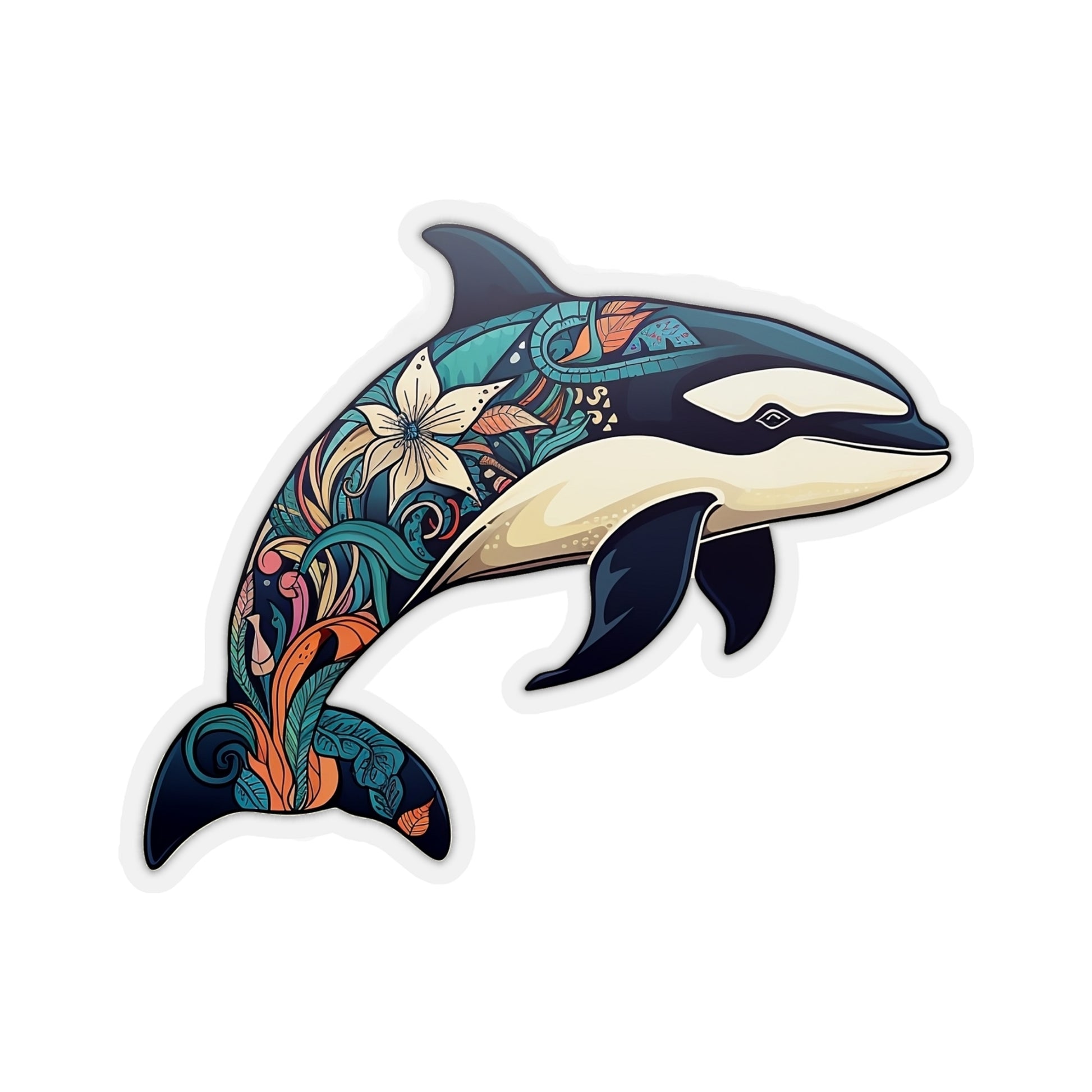 Orca Sticker Decal, Killer Whale Floral Art Vinyl Laptop Cute Waterbot –  Starcove Fashion