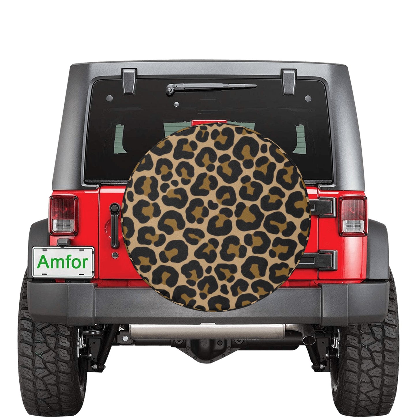 Leopard Spare Tire Cover, Animal Cheetah Brown Print Backup Camera Hole Unique Back Extra Wheel Cars RV Men Women Girls Trailer Campers