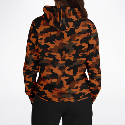 Black and Orange Camo Hoodie, Camouflage Pullover Men Women Adult Aesthetic Graphic Cotton Hooded Sweatshirt with Pockets Starcove Fashion