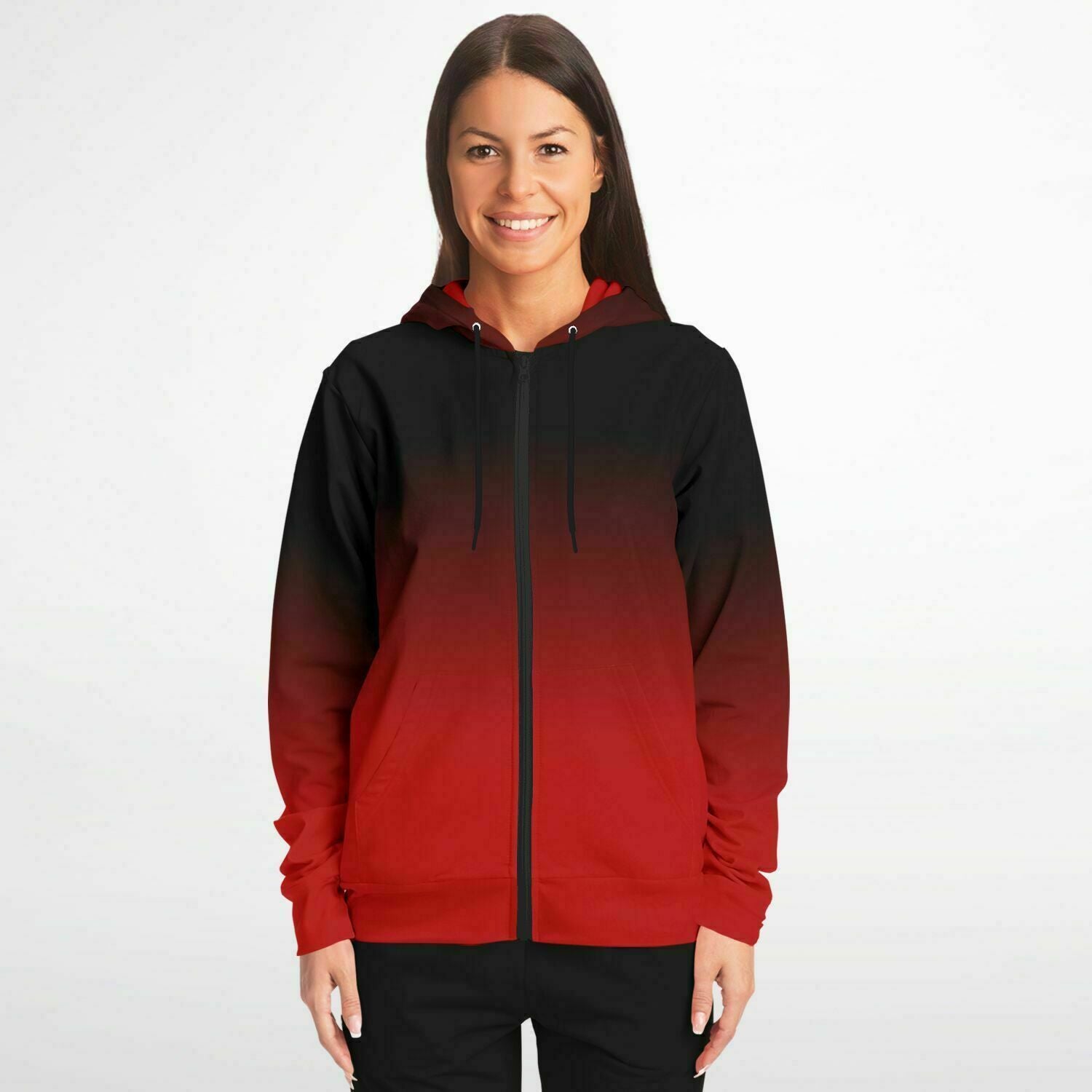 Black hoodie with online zipper pockets