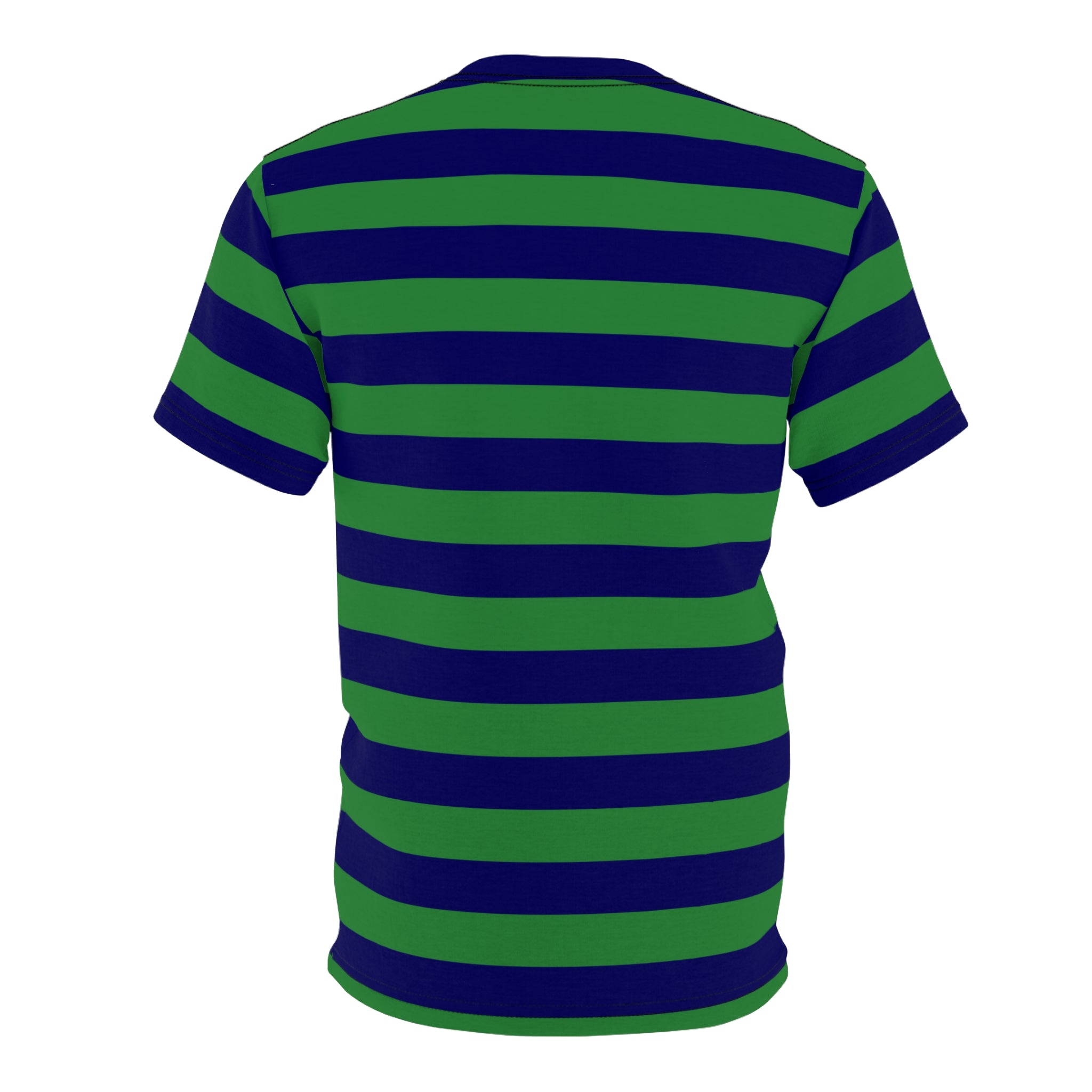 Blue store green shirt