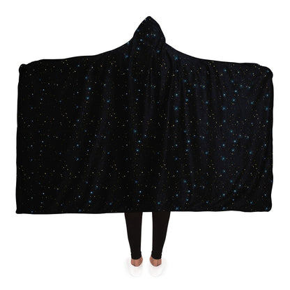 Constellation Stars Hooded Blanket, Galaxy Universe Starry Sherpa Fleece Soft Fluffy Cozy Warm Adult Men Women Kids Large Wearable Hood