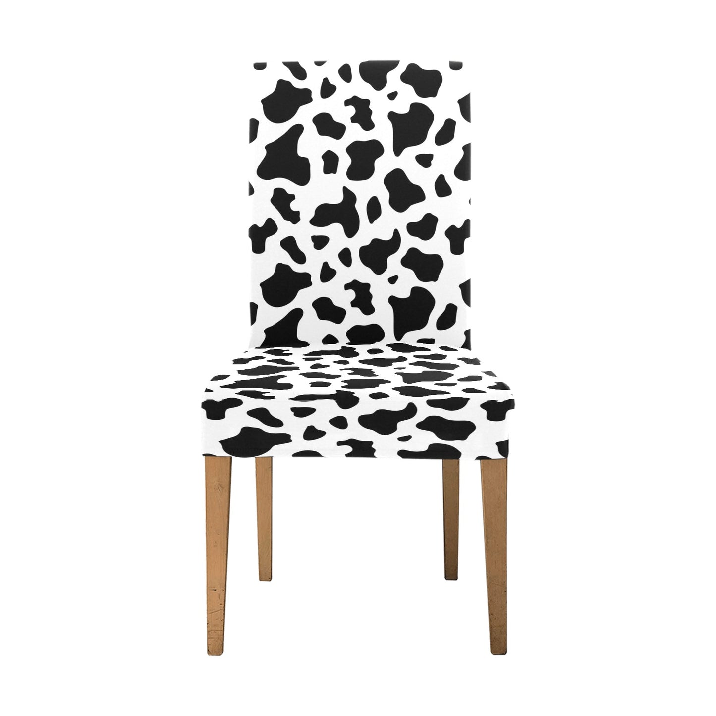 Cow Dining Chair Seat Covers, Black White Animal Hide Print Stretch Spandex Slipcover Furniture Kitchen Dining Room Home Party Decor