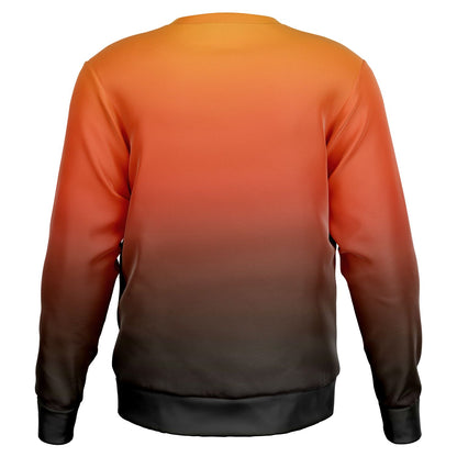 Black Orange Ombre Sweatshirt, Gradient Tie Dye Crewneck Fleece Cotton Sweater Jumper Pullover Men Women Adult Aesthetic Designer Top