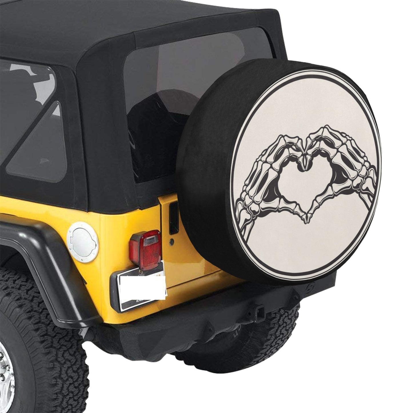 Skeleton Hands Heart Spare Tire Cover, Funny Valentine's Day Deserve Rear Backup Camera Hole Back Rear Wheel Car Unique RV Camper Camping