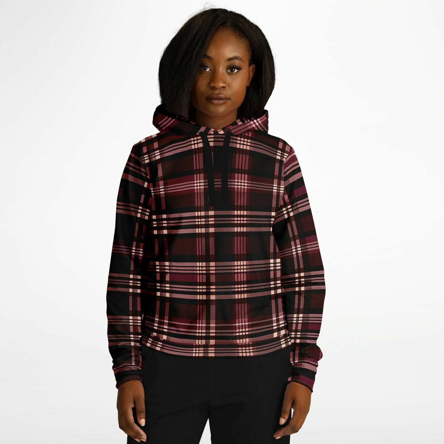 Red and black 2025 plaid hoodie mens