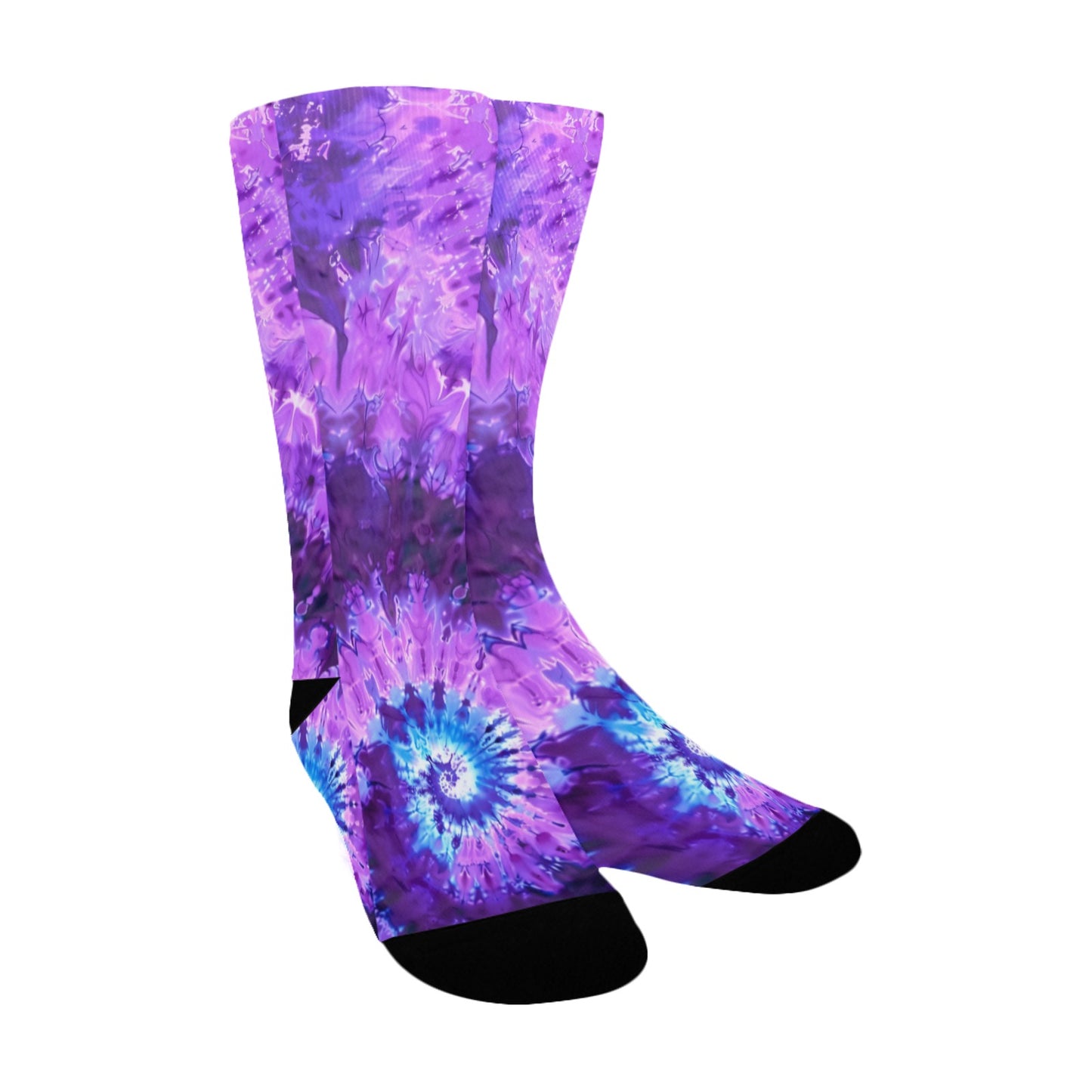 Purple Tie Dye Women Socks, Pink Crew Sublimation Ladies Designer Fun Novelty Cool Funky Crazy Casual Cute Unique Dress Cozy Socks