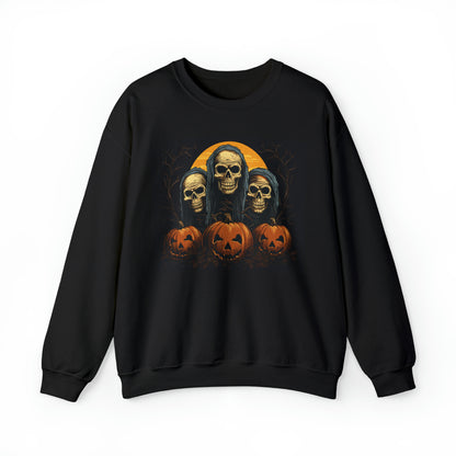 Halloween Sweatshirt, Skeleton Pumpkins Graphic Crewneck Fleece Cotton Sweater Jumper Pullover Men Women Aesthetic Designer Top Starcove Fashion