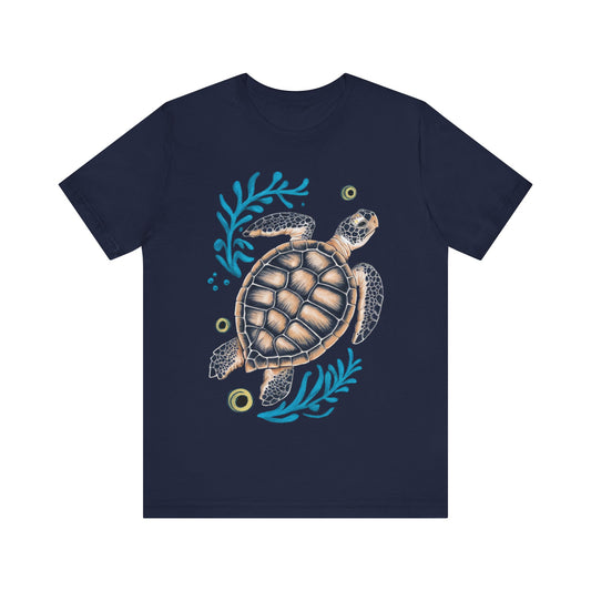 Sea Turtle Tshirt, Coral Ocean Sea Designer Graphic Aesthetic Crewneck Men Women Tee Top Short Sleeve Shirt