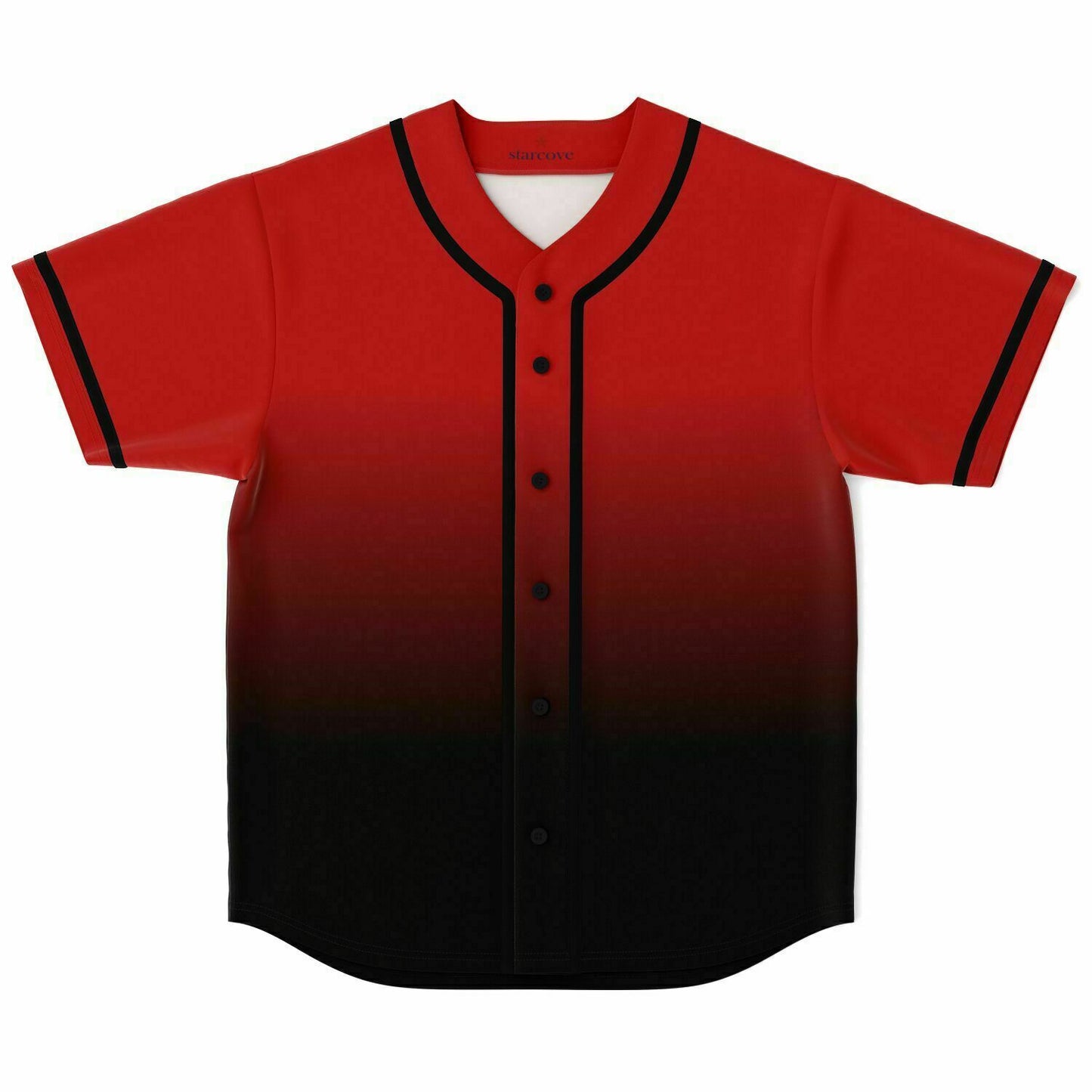 Black Red Ombre Baseball Jersey Shirt, Gradient Tie Dye Men Women Unisex Vintage Season Coach Player Moisture Wicking Designer Tshirt