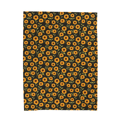 Sunflower Fleece Throw Blanket, Black Yellow Flowers Velveteen Soft Plush Fluffy Cozy Warm Adult Kids Small Large Sofa Bed Décor Starcove Fashion