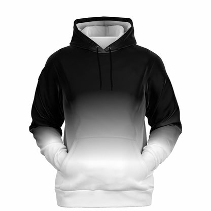 Black White Ombre Hoodie, Tie Dye Gradient Pullover Men Women Adult Aesthetic Graphic Cotton Hooded Sweatshirt Pockets Designer Plus Size