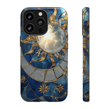 Sun Moon Tough Phone Case, Celestial Stained Glass iPhone 16 15 14 13 Pro Max 12 11 8 Plus X XR XS Galaxy S24 S23 S22 S21 Google Pixel Cover