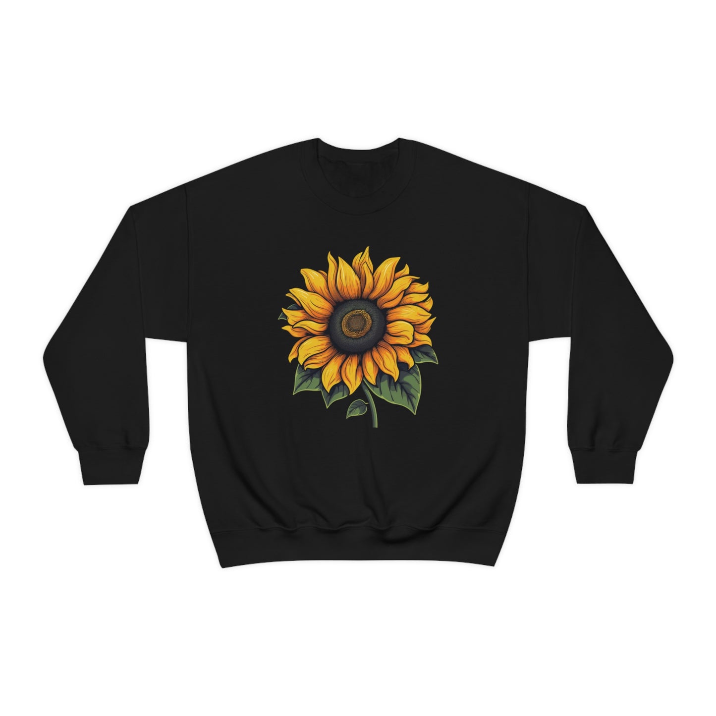 Sunflower Sweatshirt, Yellow Flowers Floral Graphic Crewneck Cotton Sweater Jumper Pullover Men Women Aesthetic Designer Top Starcove Fashion