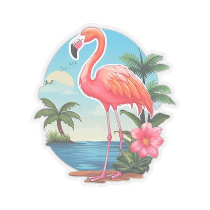 Pink Flamingo Sticker Decal, Tropical Palm Tree Art Vinyl Laptop Cute Waterbottle Tumbler Car Waterproof Bumper Clear Aesthetic Wall Starcove Fashion