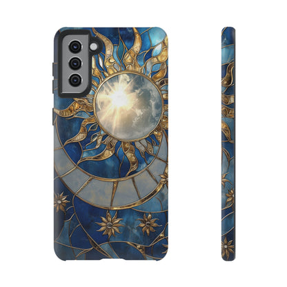 Sun Moon Tough Phone Case, Celestial Stained Glass iPhone 16 15 14 13 Pro Max 12 11 8 Plus X XR XS Galaxy S24 S23 S22 S21 Google Pixel Cover