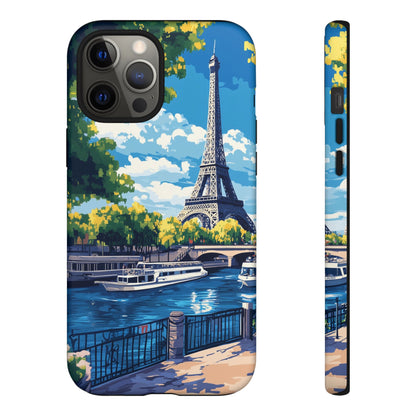 Paris Eifel Tower Tough Phone Case, Seine France iPhone 16 15 14 13 Pro Max 12 11 8 Plus X XR XS Galaxy S24 S23 S22 S21 Google Pixel Cover