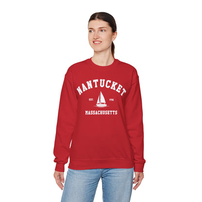 Nantucket Sweatshirt, Vintage Massachusetts MA Sailing Boating Sailboat Beach Town Graphic Crewneck Sweater Jumper Pullover Men Women