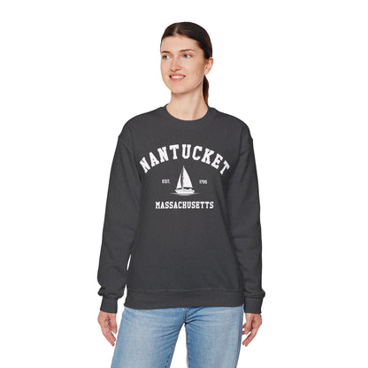 Nantucket Sweatshirt, Vintage Massachusetts MA Sailing Boating Sailboat Beach Town Graphic Crewneck Sweater Jumper Pullover Men Women