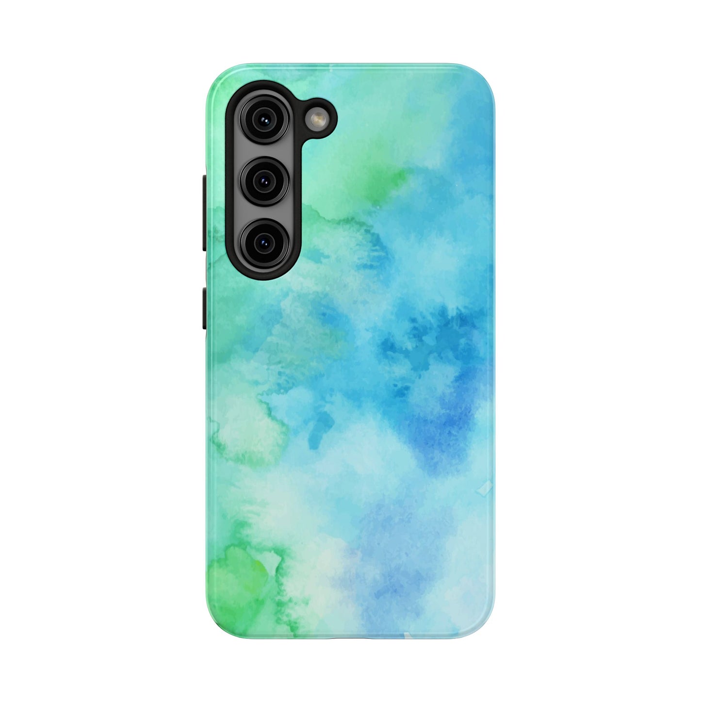 Blue Green Watercolor Tough Phone Case, Tie Dye Colorful Print Cute Cell Iphone 15 14 13 Pro Max 12 11 XS XR X 7 SE 8 Galaxy S24 S23 S22